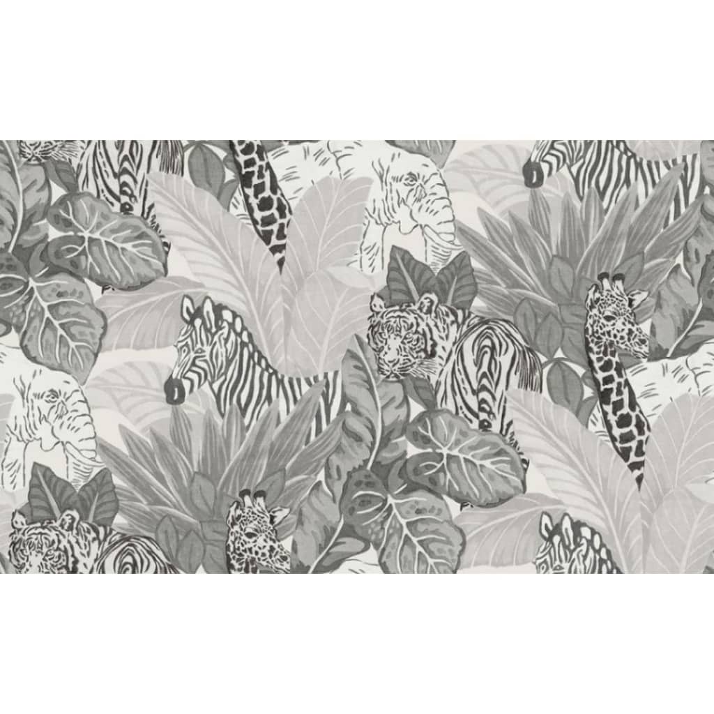 Noordwand Papel de pared Good Vibes Jungle Animals gris y negro Noordwand