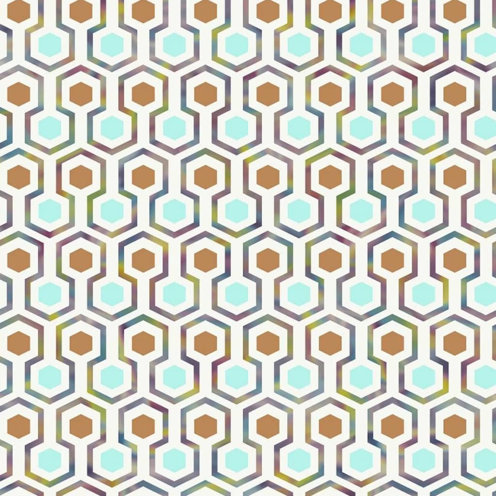 Noordwand Papel de pared Good Vibes Hexagon Pattern verde y naranja Noordwand