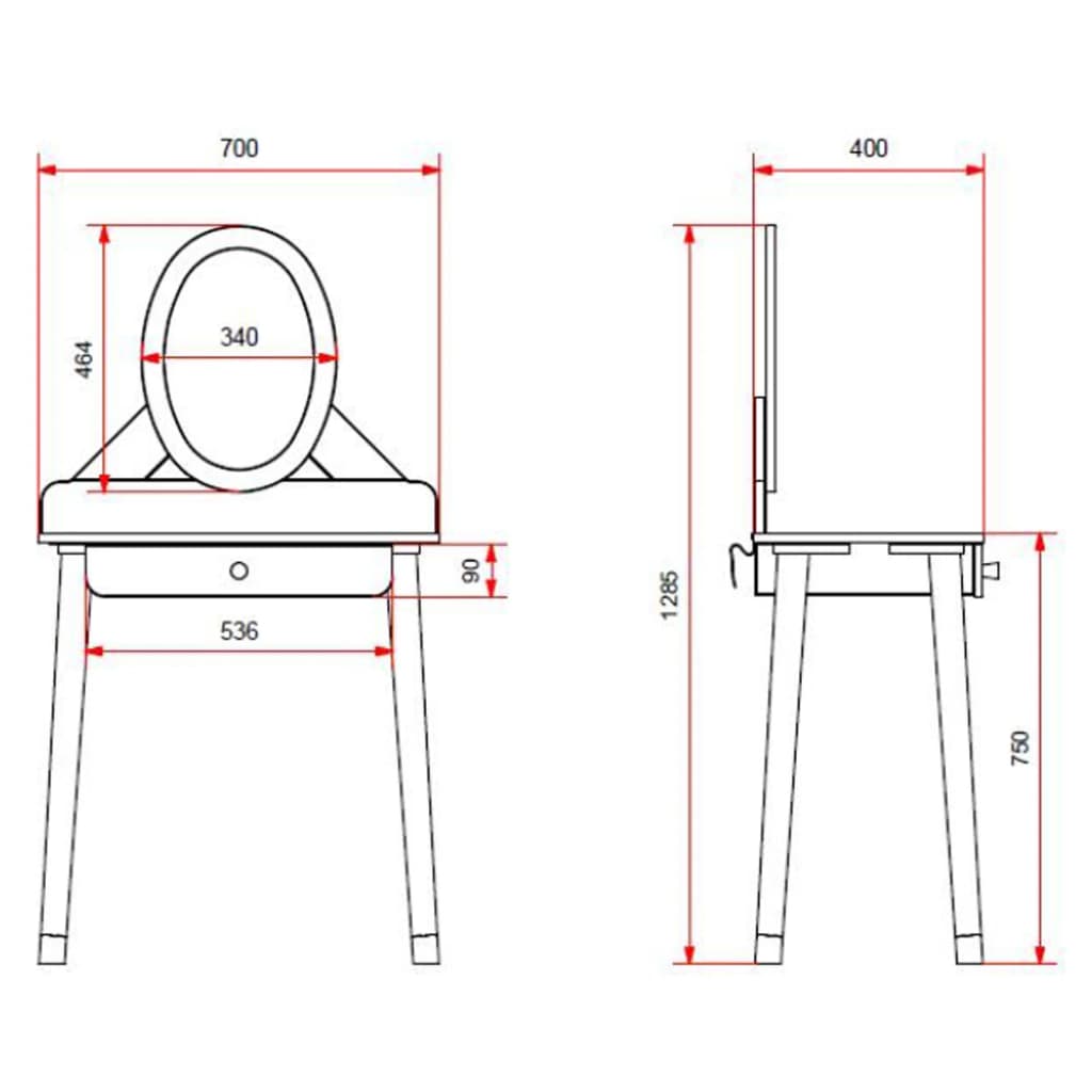 Tabela de mesa Vipack para crianças de Billy com espelho de madeira branca