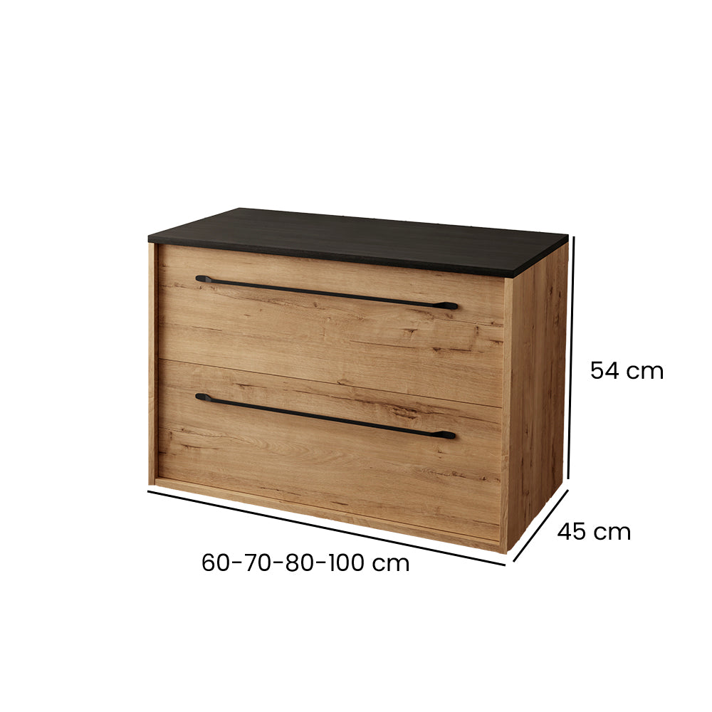 BATHME LENNOX TAP Mueble de Baño sin Lavabo con Encimera Roble Ostippo Ebony - Vetonek