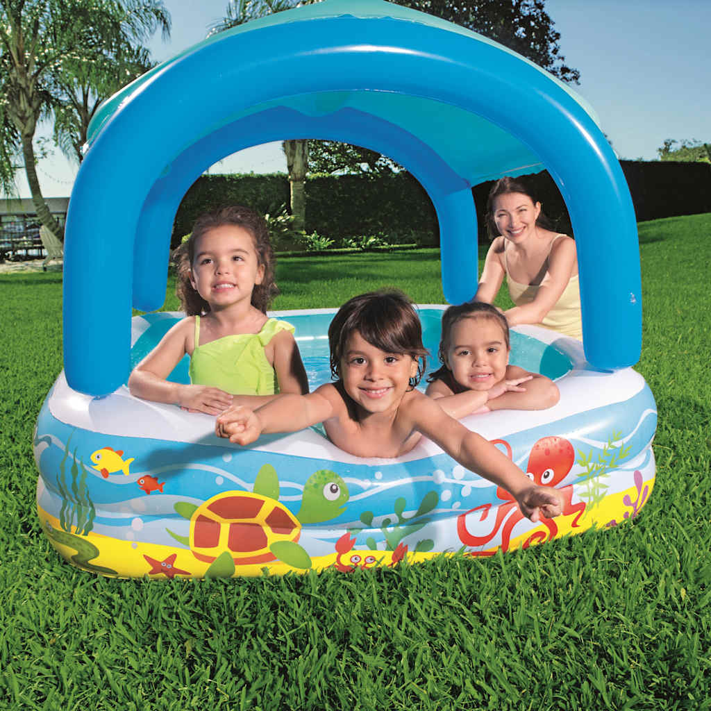 Vetonek Piscina de juegos con toldo azul 140x140x114 cm 52192