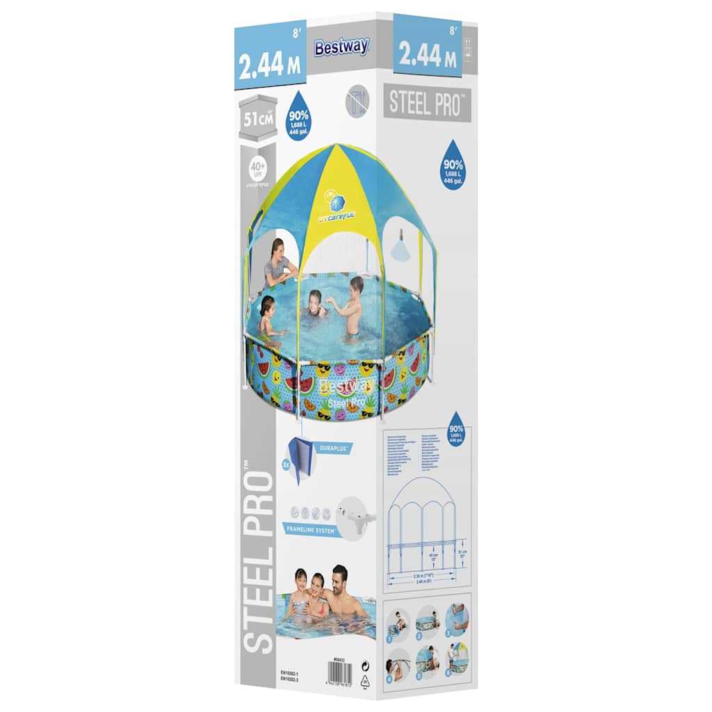 Piscina elevada para niños Steel Pro UV Careful 244x51 cm vidaXL