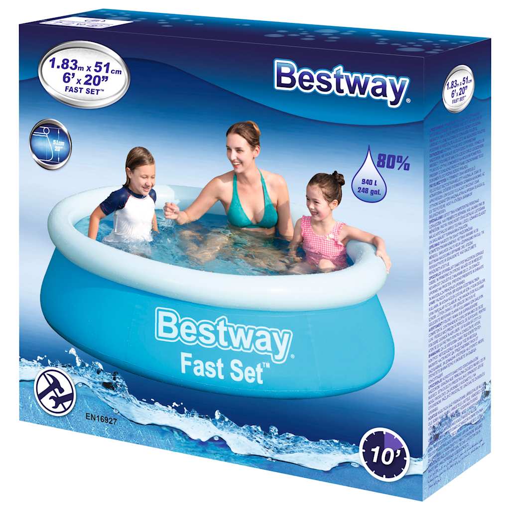 Blu Round Fast Set Set Set Pool 183x51 cm