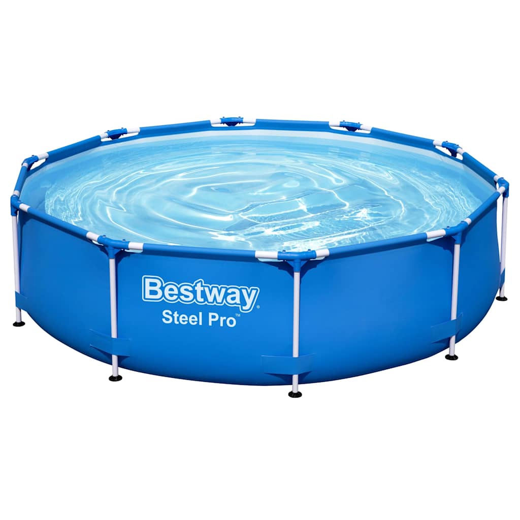 Piscina Steel Pro de 305x76 cm ideal para jardines, fácil de instalar y perfecta para disfrutar en verano.