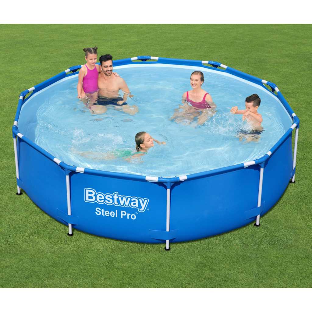 Piscina Steel Pro de 305x76 cm ideal para disfrutar en el jardín y refrescarse en verano.