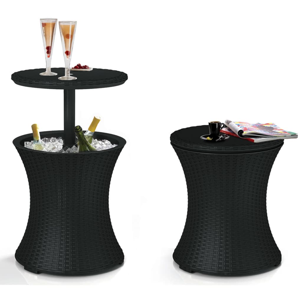 Keter Mesa de bar nevera Rattan antracita 203835