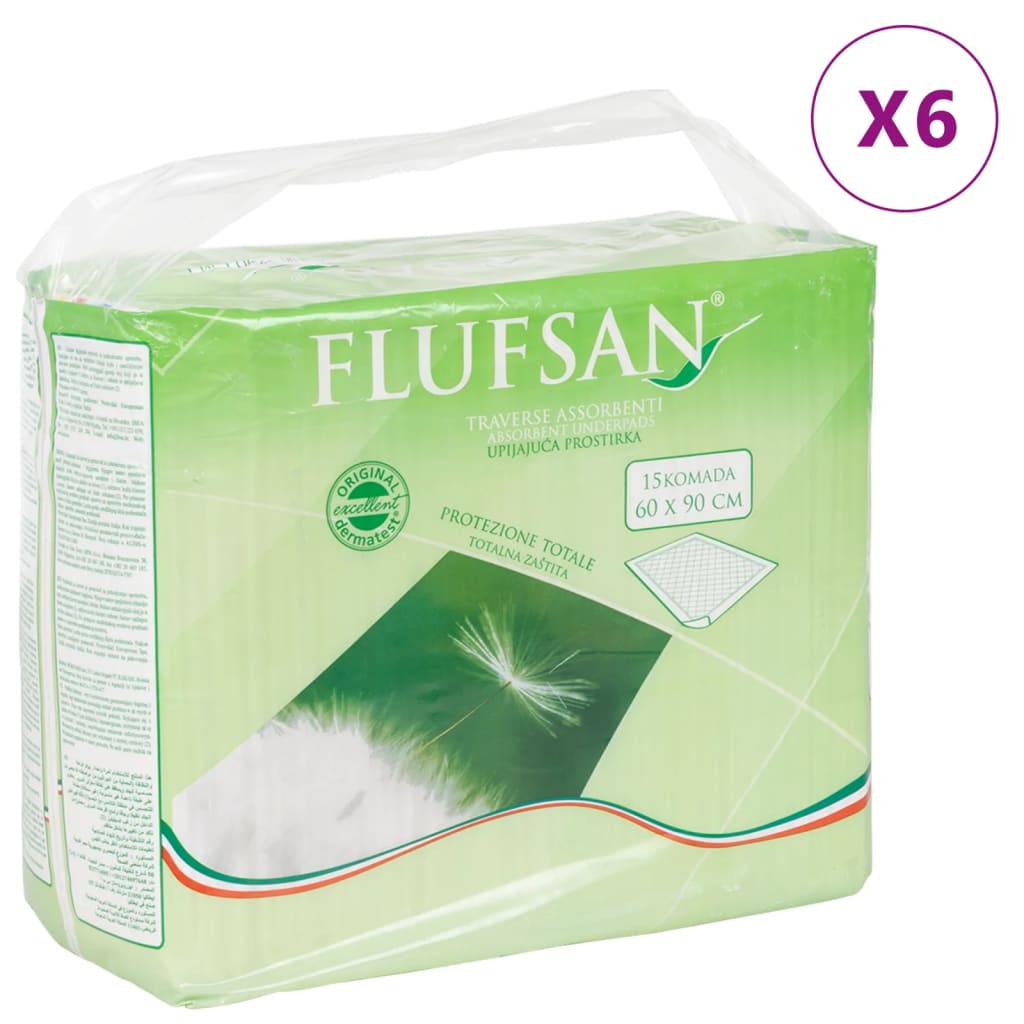 Flufsan Empapadores de cama para incontinencia 90 piezas 60x90 cm