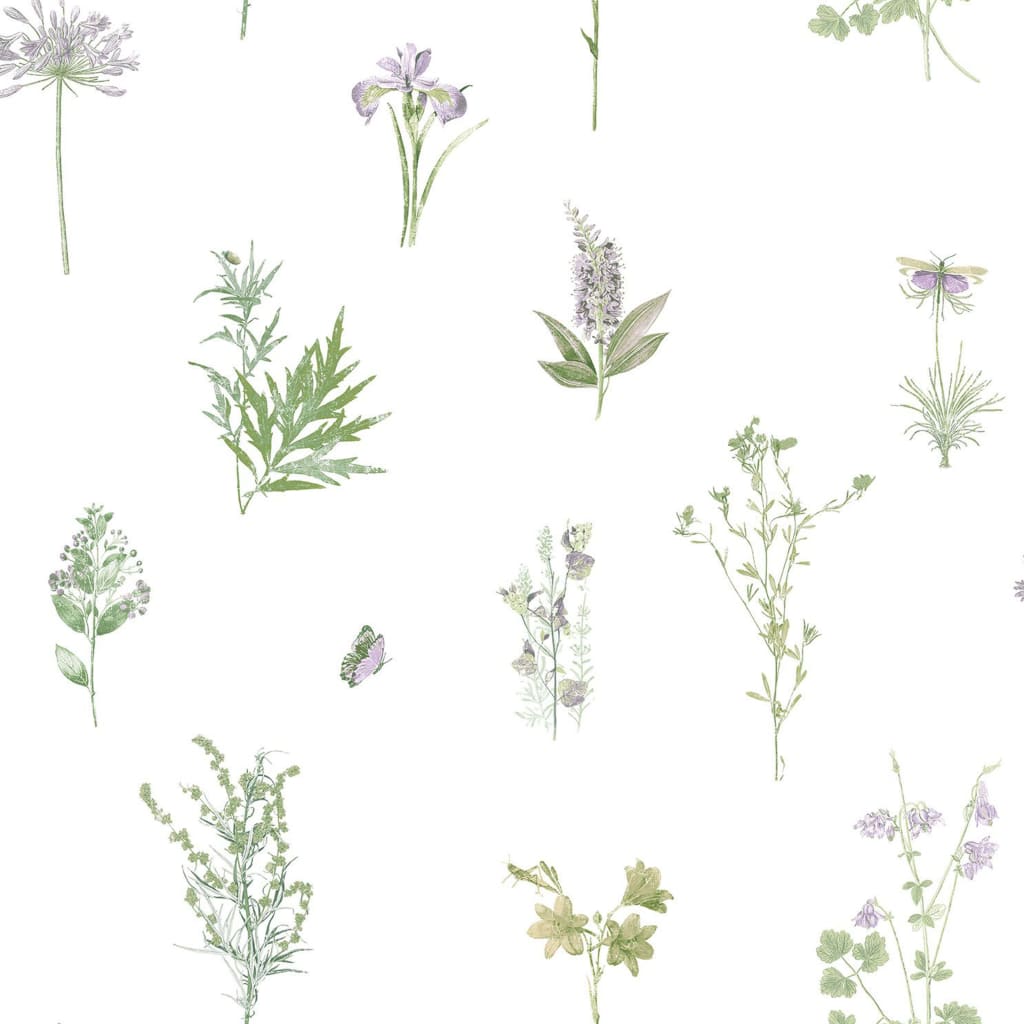 Noordwand Papel de pared Evergreen Herbs and Flowers blanco Noordwand