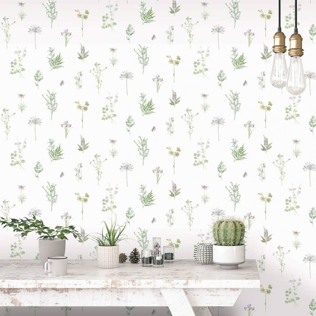 Noordwand Papel de pared Evergreen Herbs and Flowers blanco Noordwand