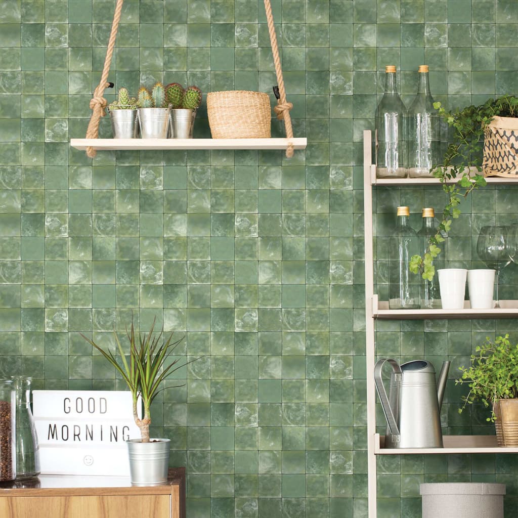 Noordwand Papel de pared Evergreen Tiles verde