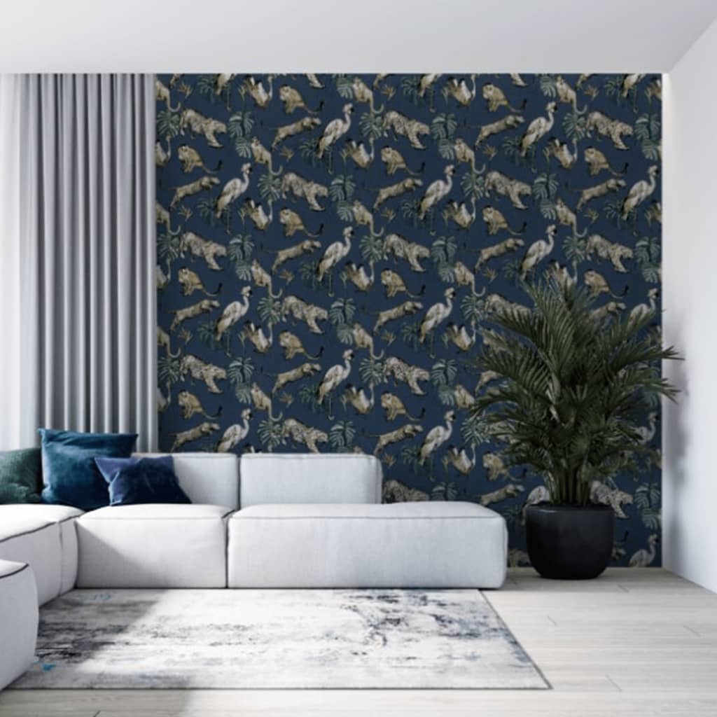 Noordwand Papel de pared Zero Exotic Animals azul