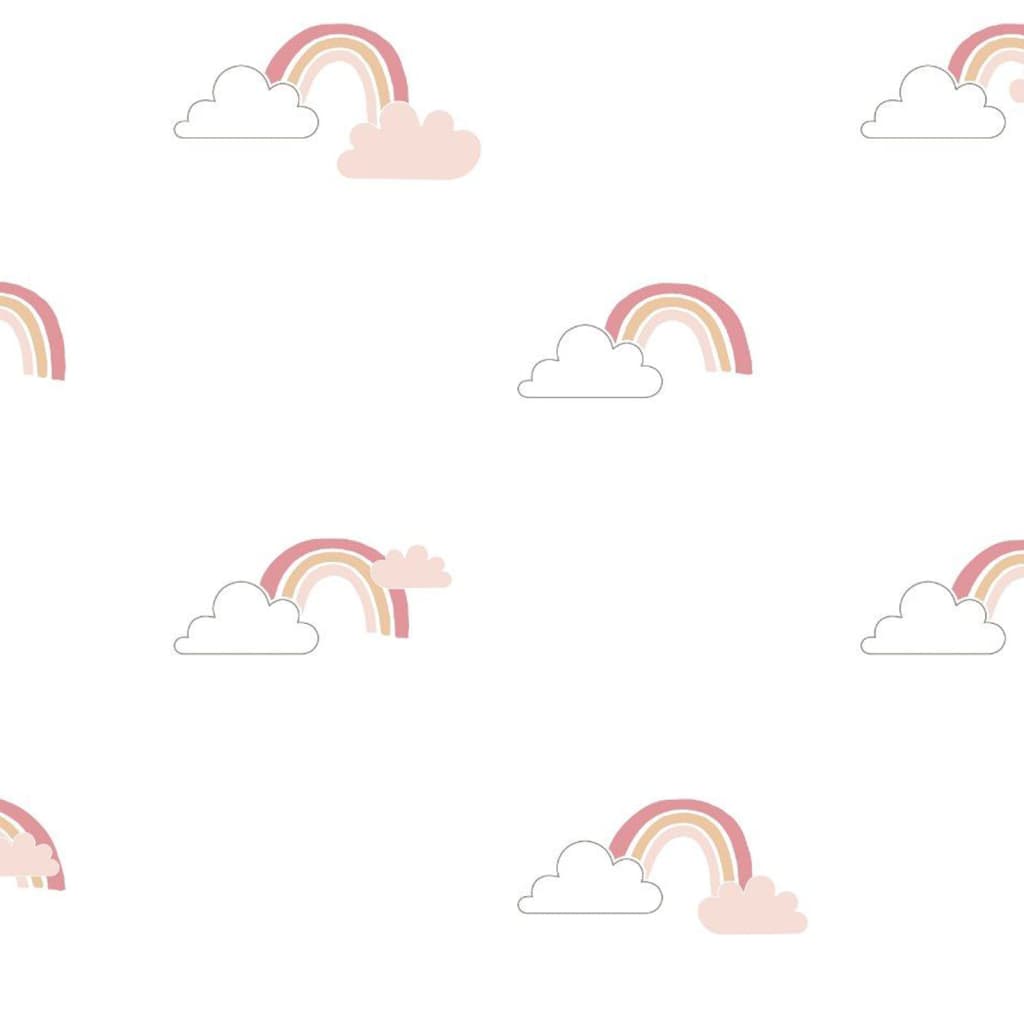 Wallpaper Noordwand Mondo Baby Rainbows bianco e rosa