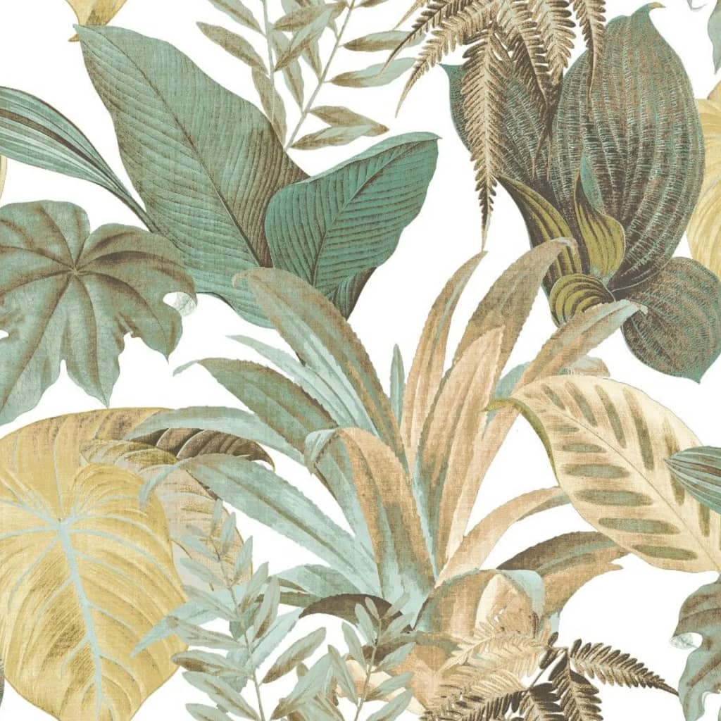 Noordwand Papel de pared Topchic Big Leaves verde y beige Noordwand