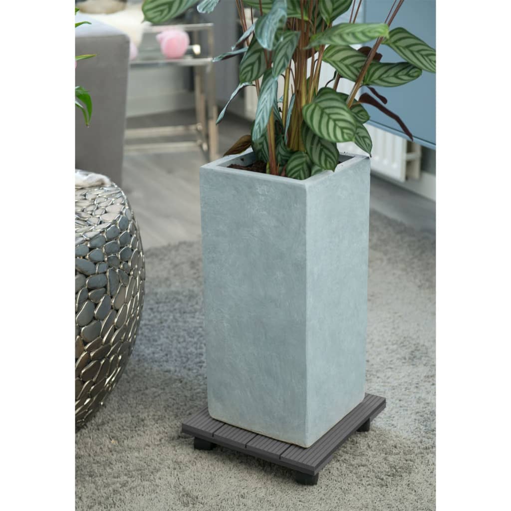 Nature Soporte con ruedas para plantas cuadrado WPC gris 30x30 cm vidaXL