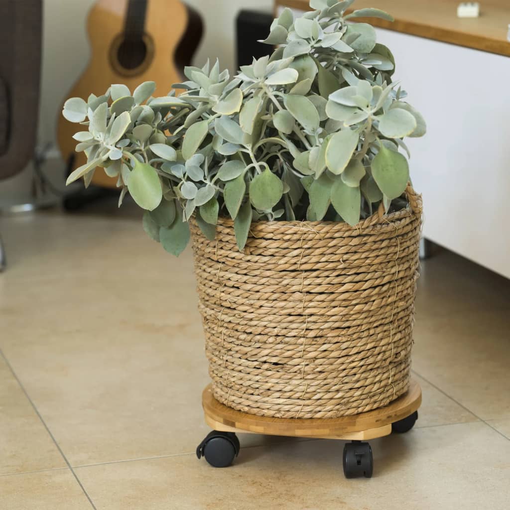 Nature Soporte con ruedas para plantas redondo BPC marrón Ø30 cm