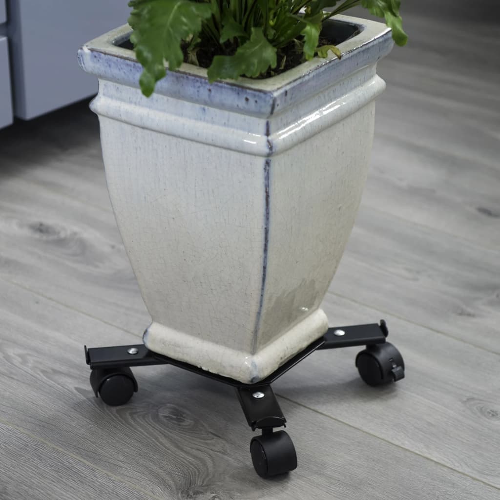 Nature Carrito para plantas ajustable 4 brazos netal negro