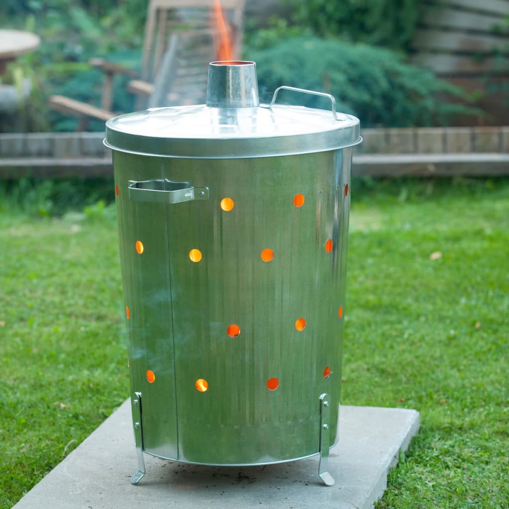 Nature Round Galvanized Steel Garden Incinerator 46x72 cm