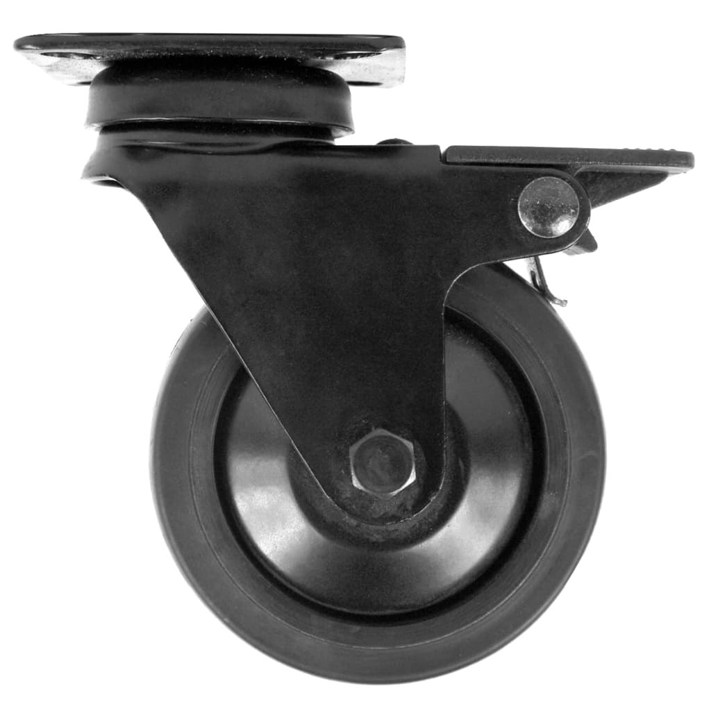 Mac lean rotating wheels with brake 4 units black 75 mm