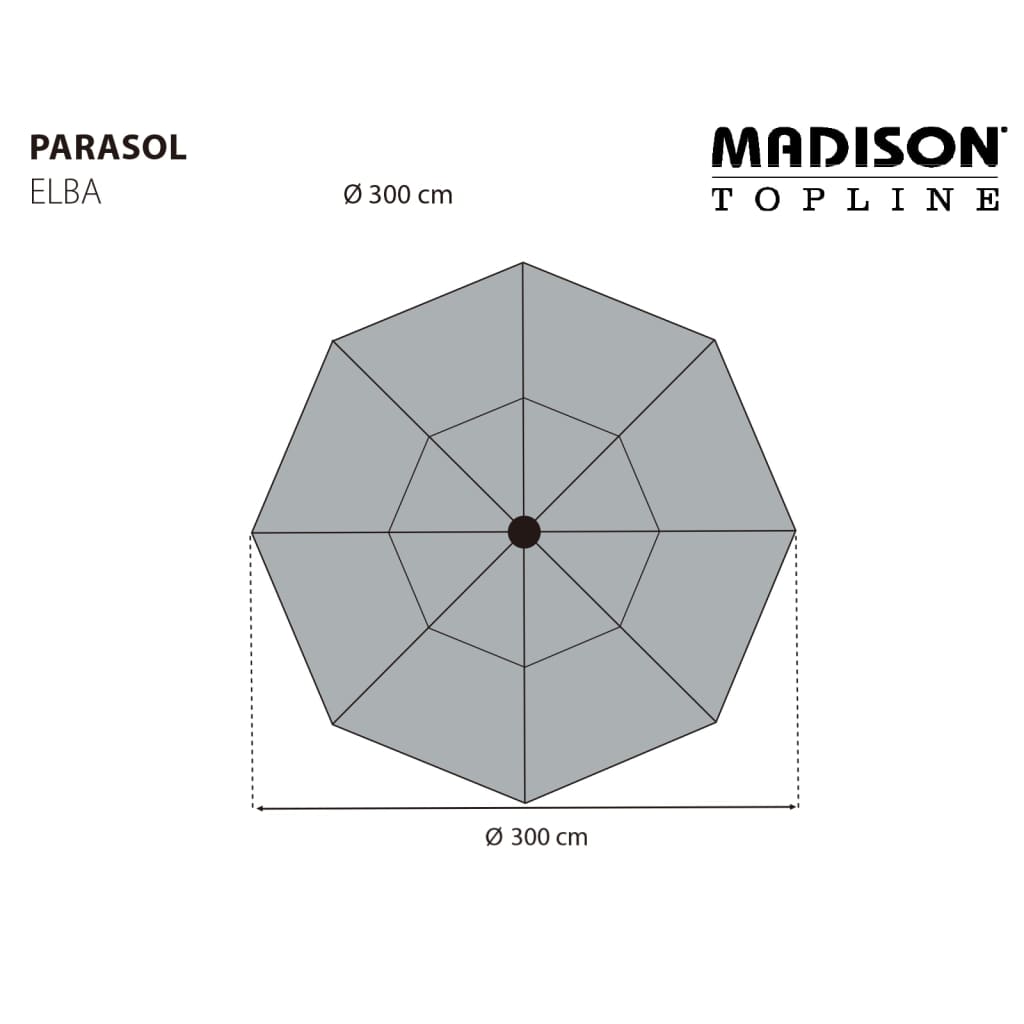 Madison Sombrilla de jardín Elba gris 300 cm vidaXL