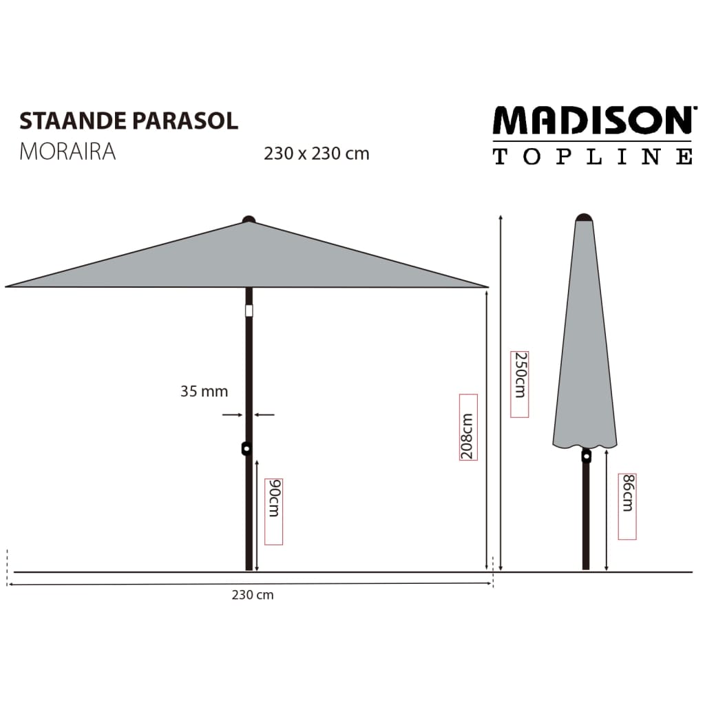 Madison Sombrilla de jardín Moraira taupe 230x230 cm vidaXL