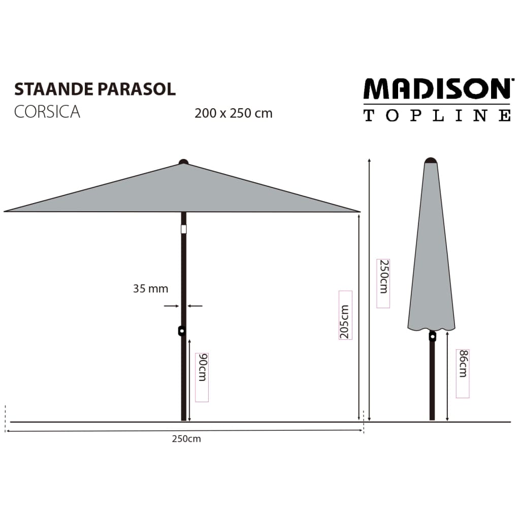 Madison Sombrilla de jardín Corsica taupe 200x250 cm vidaXL