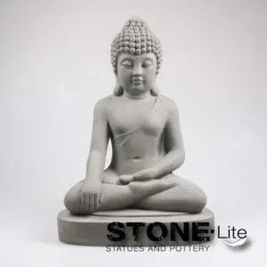 Buda sentado de clayfibre gris cemento de 40 cm de alto - Vetonek