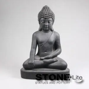 Buda sentado de clayfibre gris antracita de 40 cm de alto - Vetonek