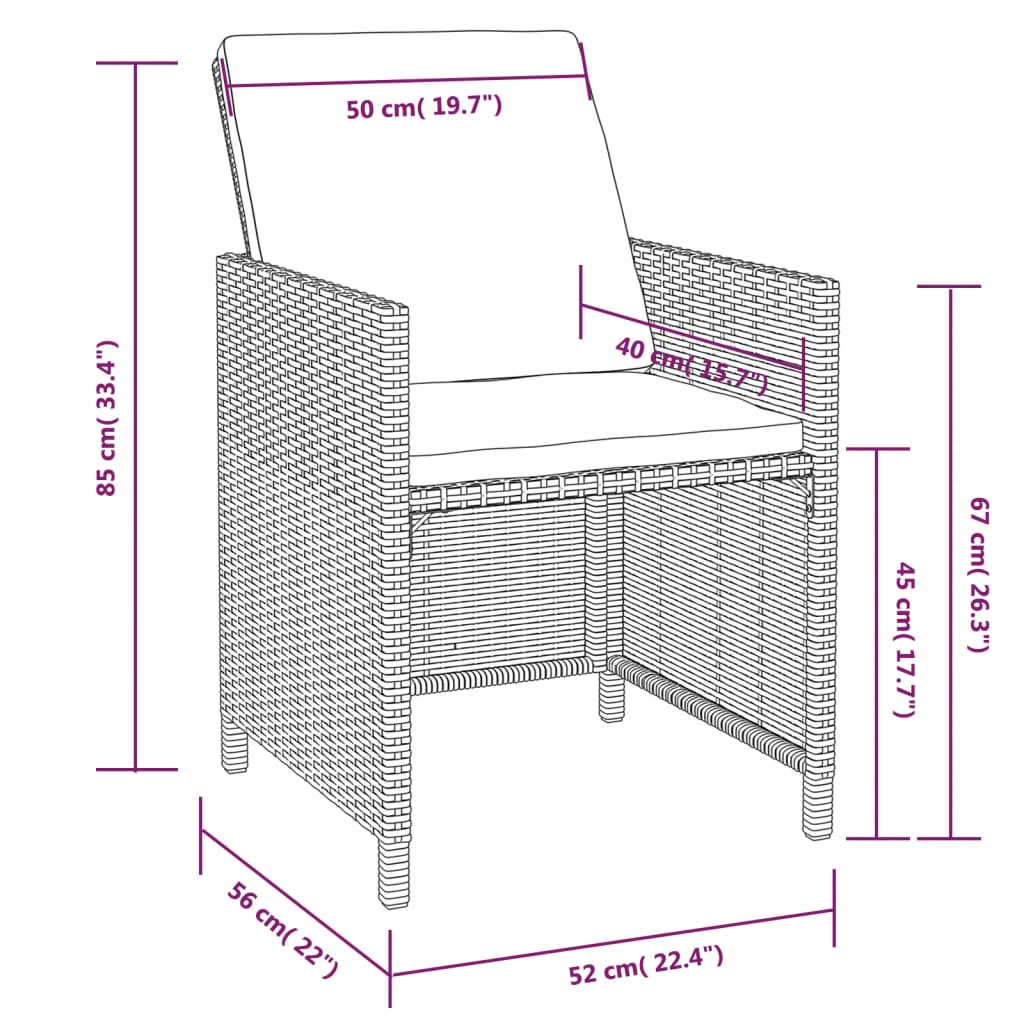 Set comedor de jardín 11 pzas ratán sintético y madera negro vidaXL