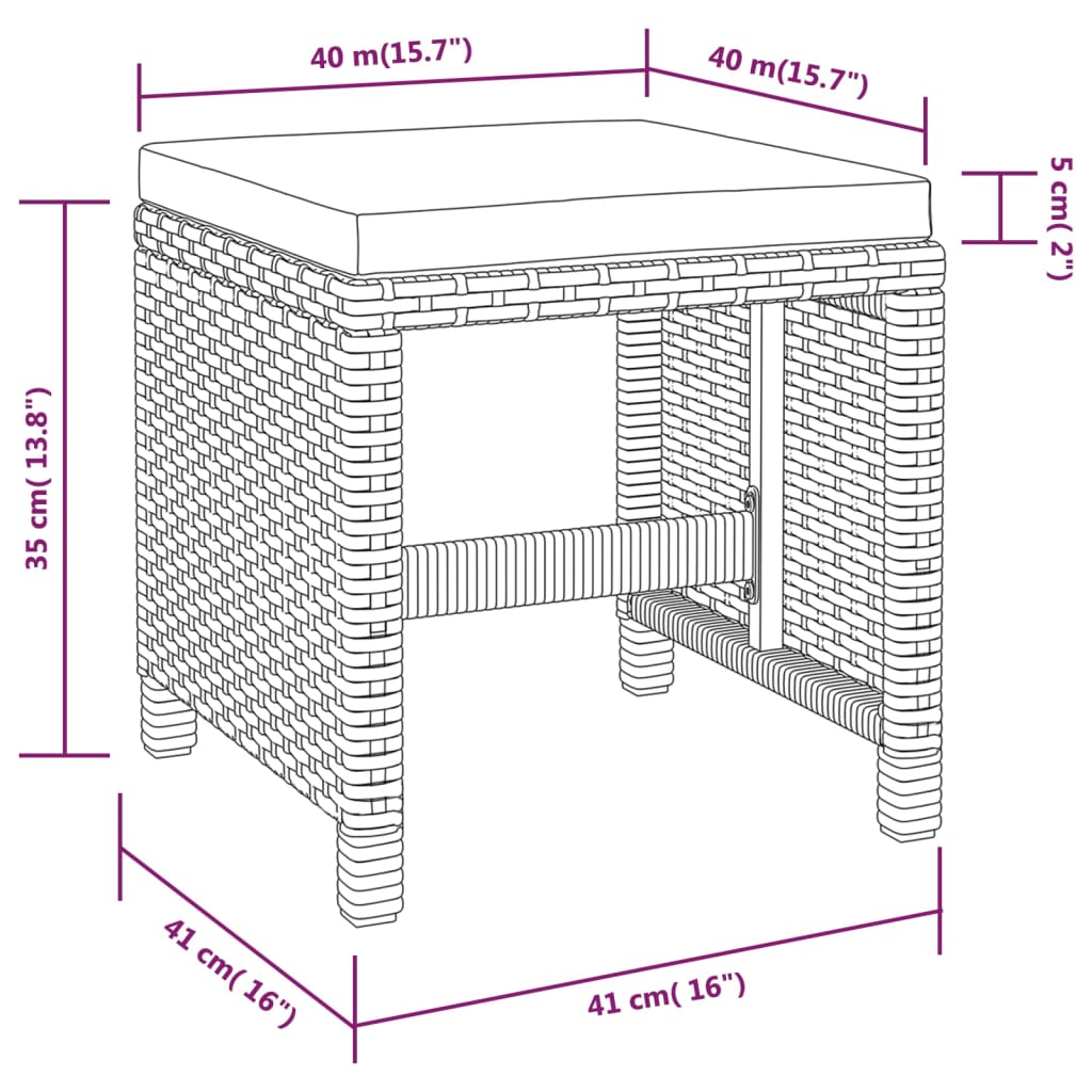 Set comedor de jardín 11 pzas ratán sintético y madera negro vidaXL