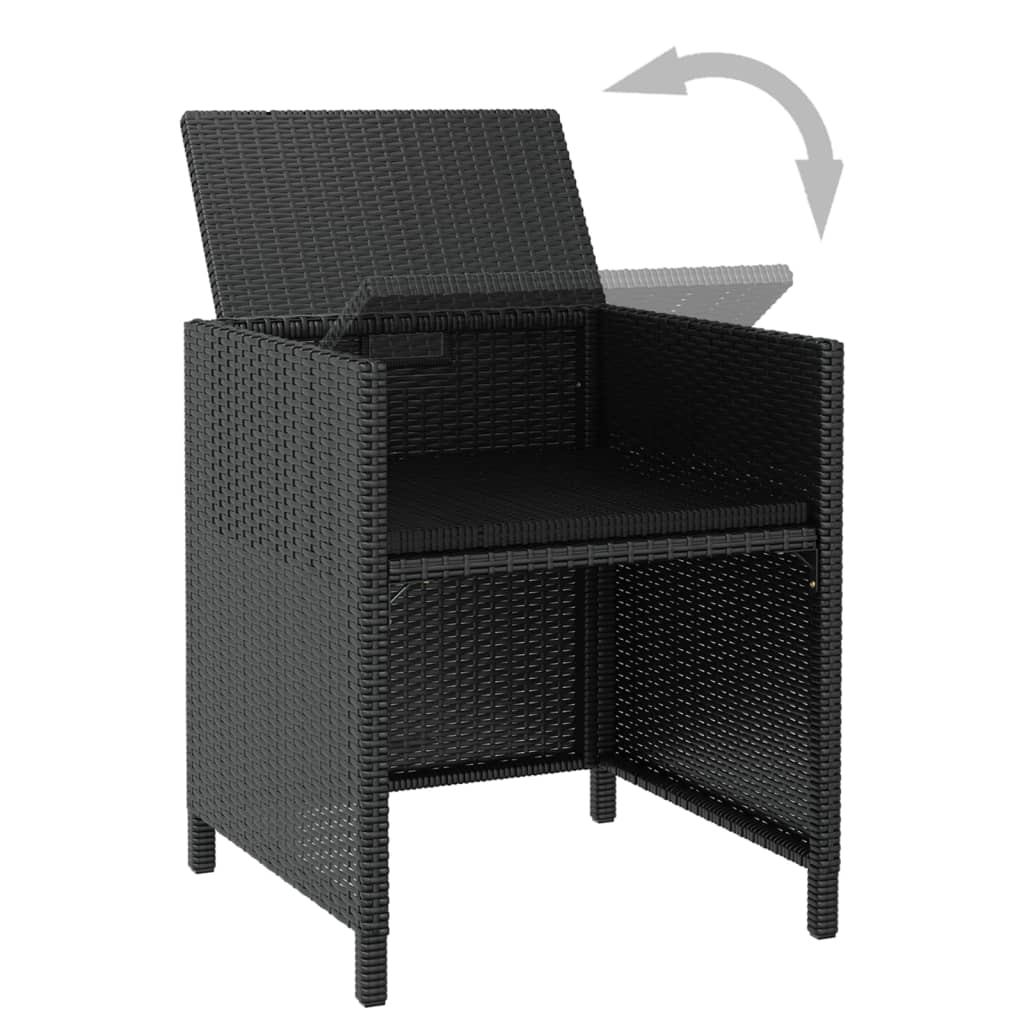 Set comedor de jardín 11 pzas ratán sintético y madera negro vidaXL