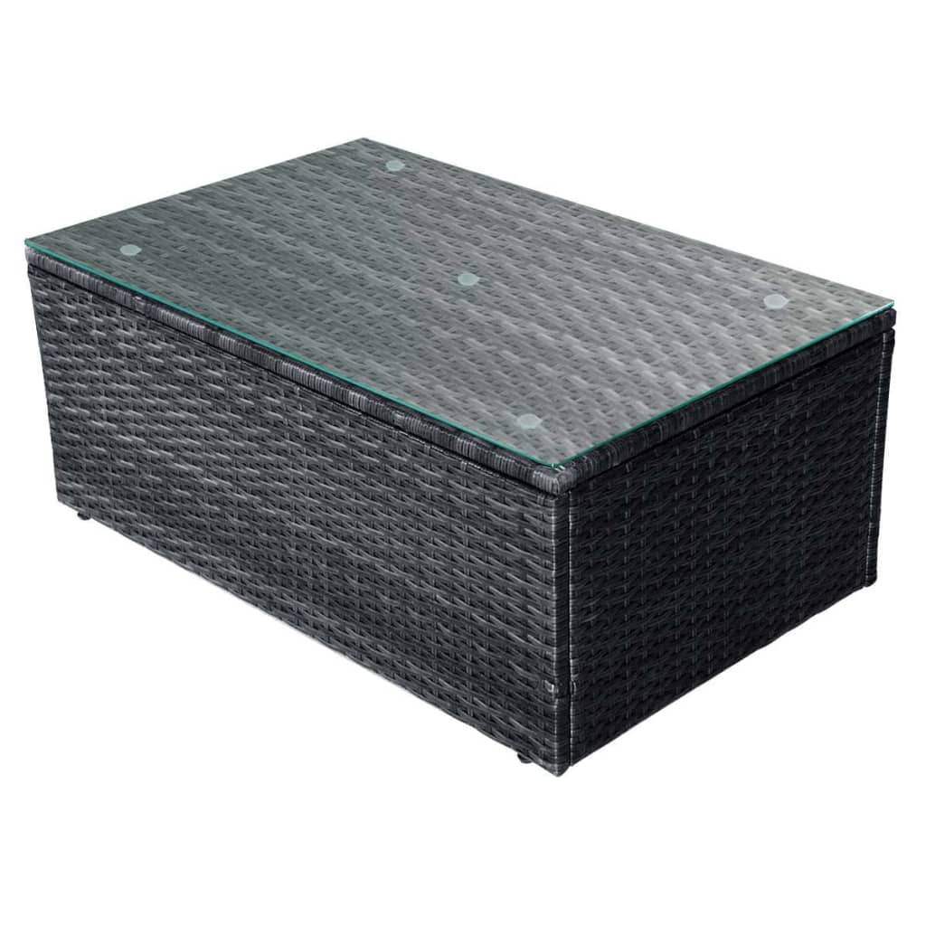 Set muebles de jardín 4 piezas y cojines ratán sintético negro vidaXL