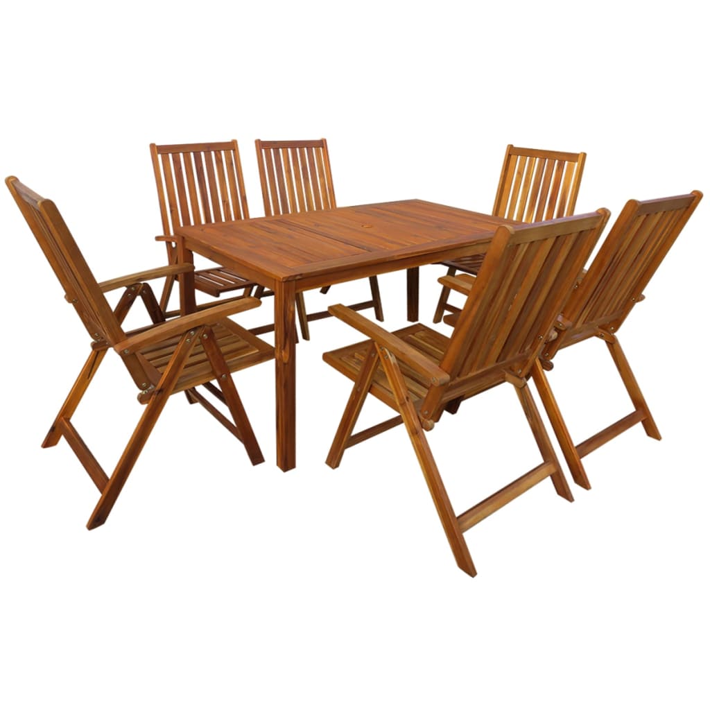 Vetonek Set de comedor de jardín 7 piezas madera maciza de acacia