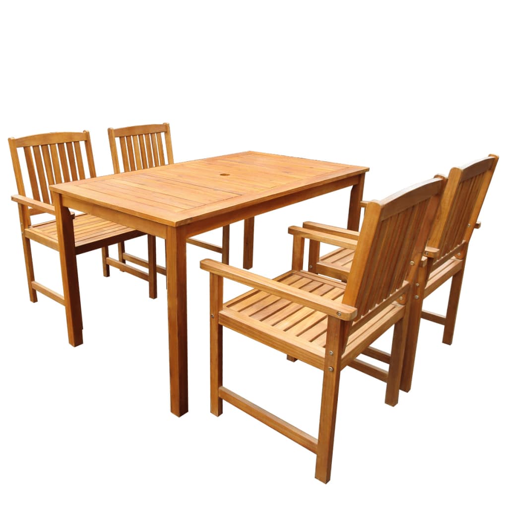 Vetonek Set de comedor de jardín 5 piezas madera maciza de acacia