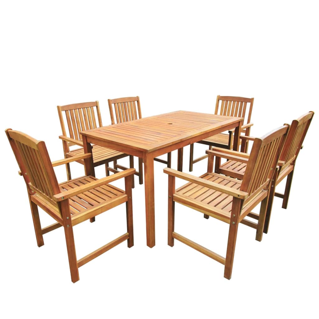 Vetonek Set de comedor de jardín 7 piezas madera maciza de acacia