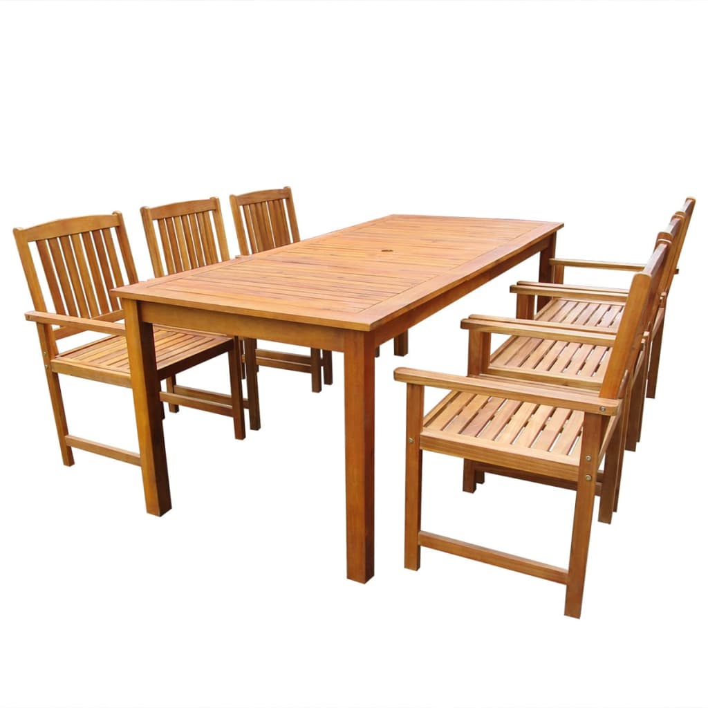 Vetonek Set de comedor de jardín 7 piezas madera maciza de acacia