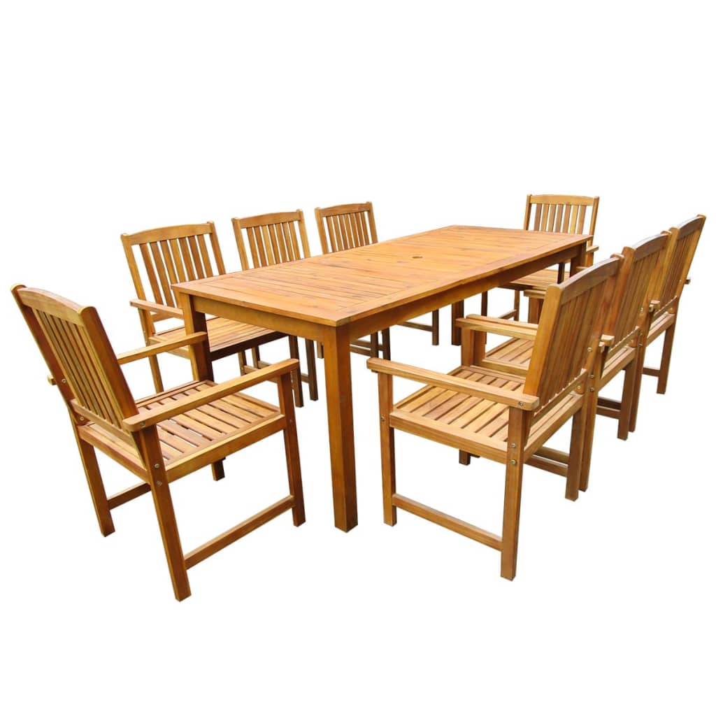 Vetonek Set de comedor de jardín 9 piezas madera maciza de acacia