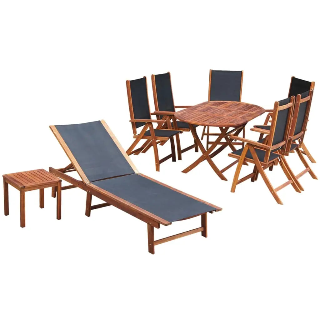 Vetonek Set comedor de jardín 9 pzas y cojines madera maciza de acacia