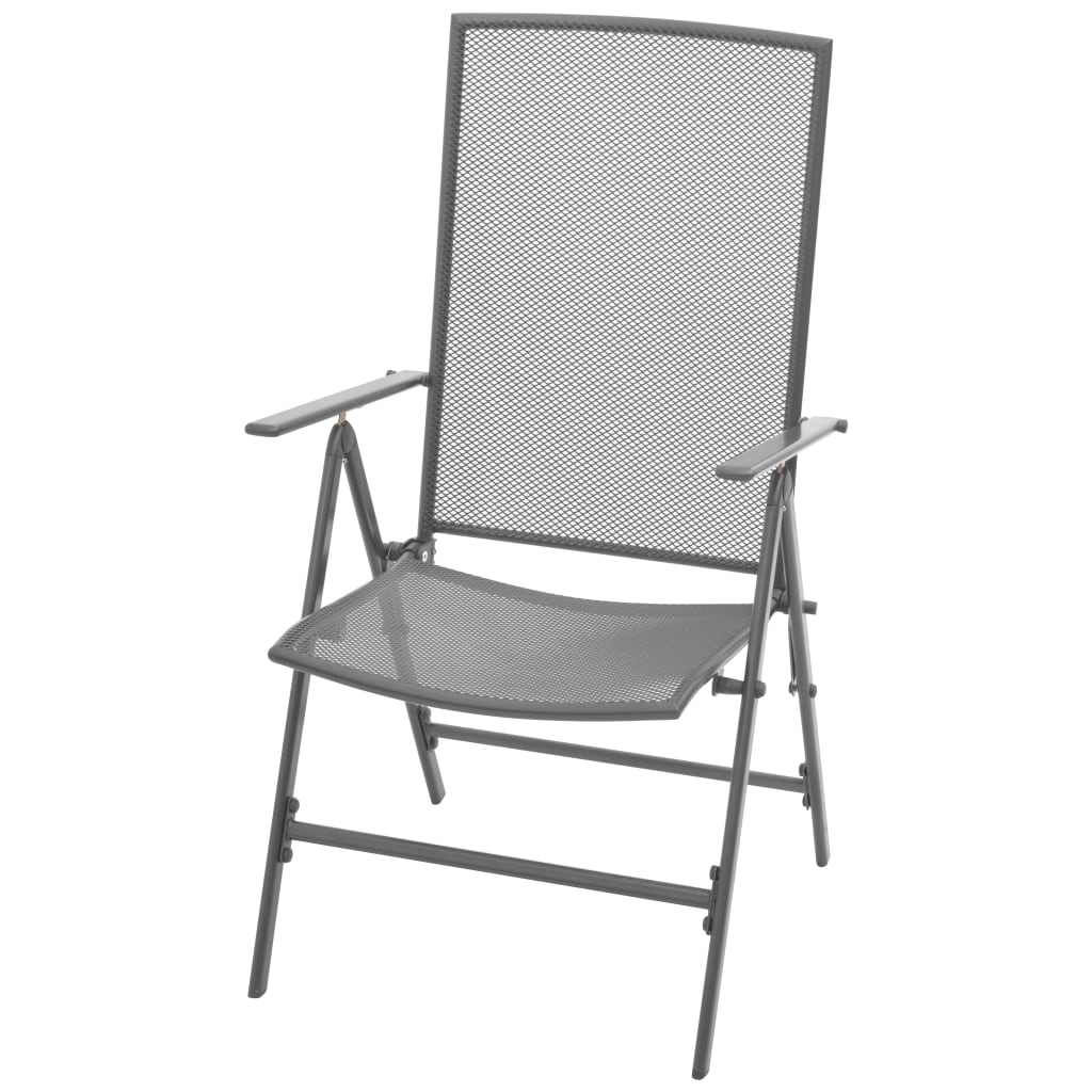 Stackable garden chairs 2 units gray steel