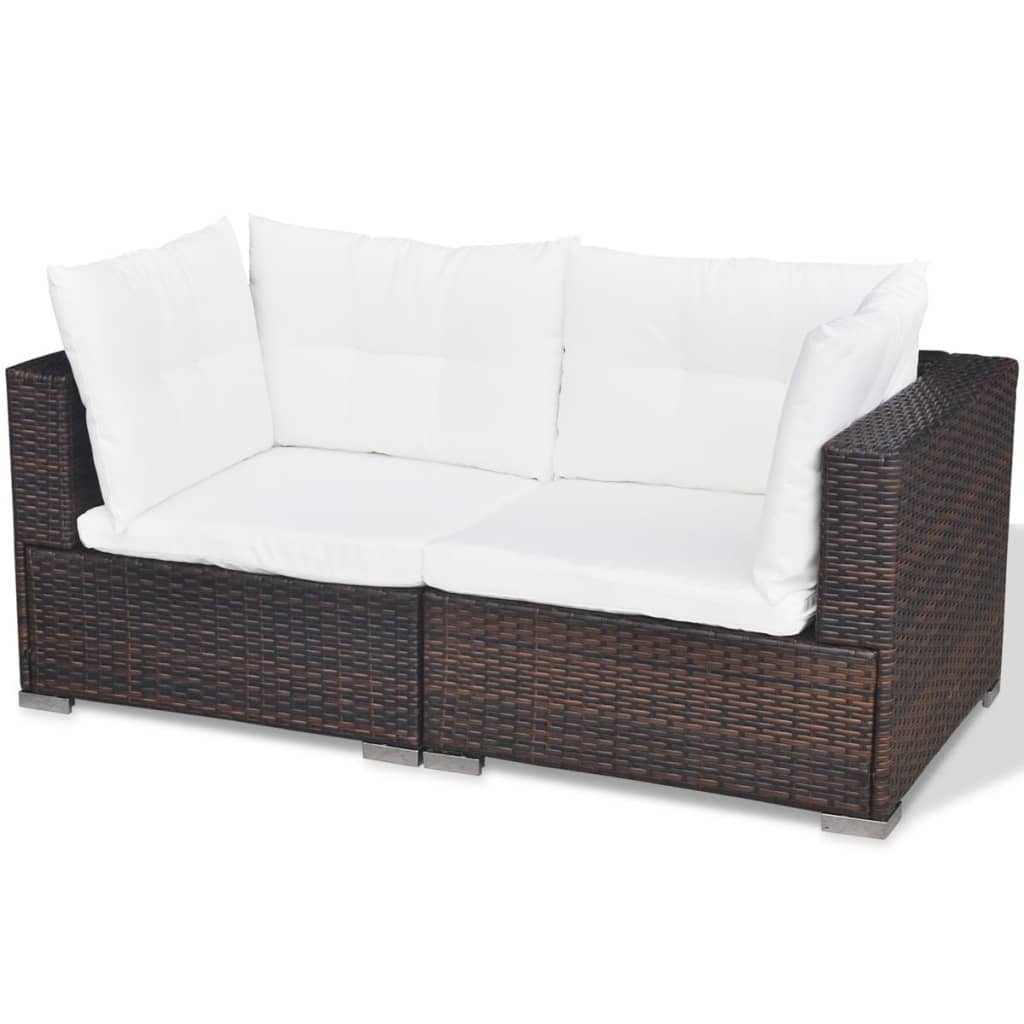 Set muebles de jardín 5 piezas y cojines ratán sintético marrón vidaXL