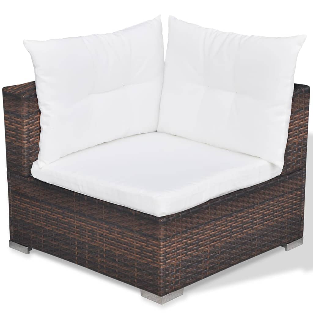 Set muebles de jardín 5 piezas y cojines ratán sintético marrón vidaXL