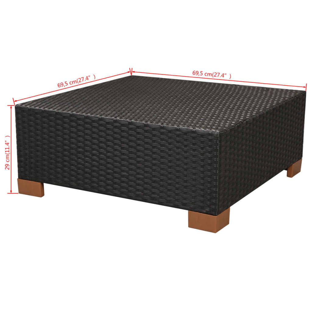 Set muebles de jardín 10 piezas y cojines ratán sintético negro vidaXL