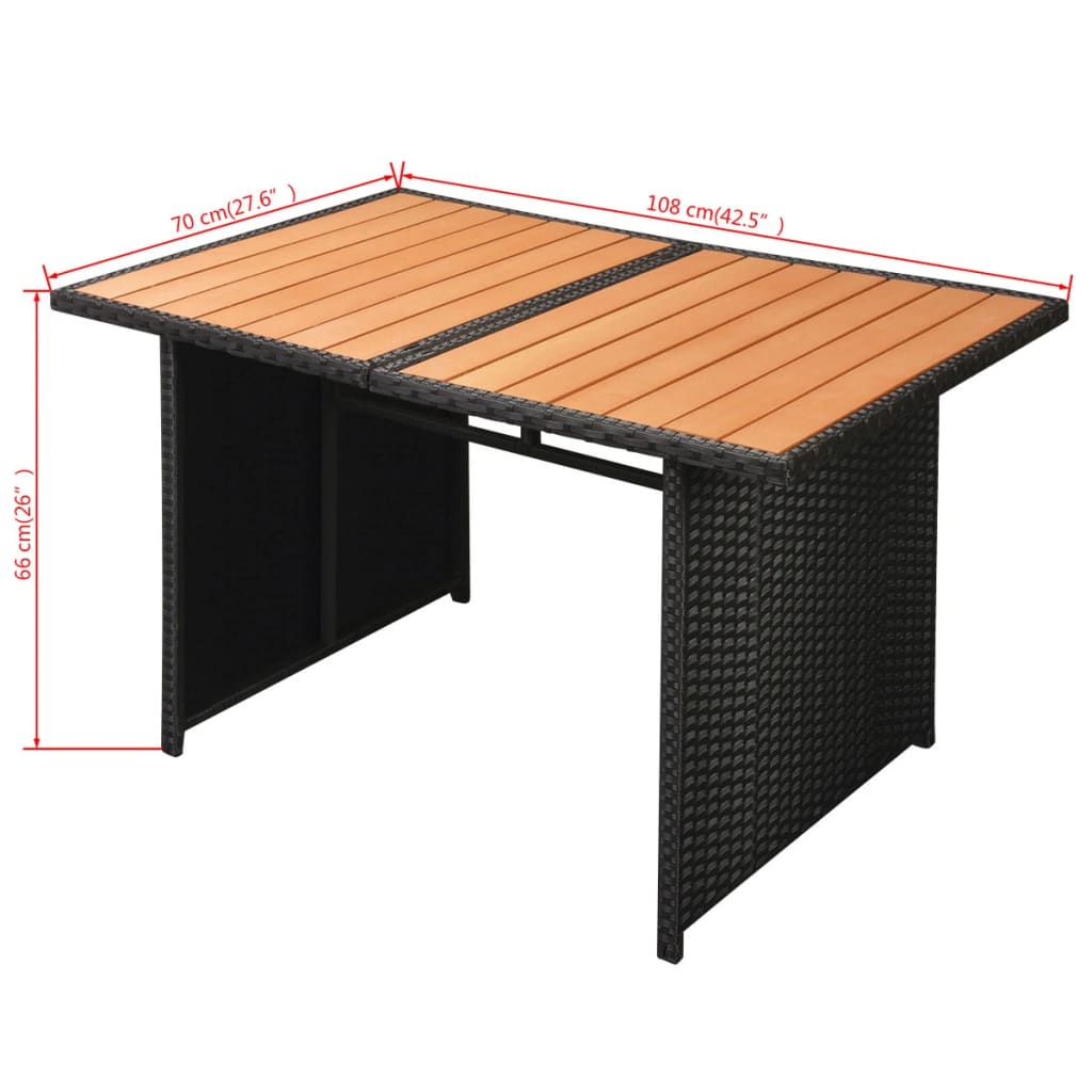 Set muebles de jardín 10 piezas y cojines ratán sintético negro vidaXL