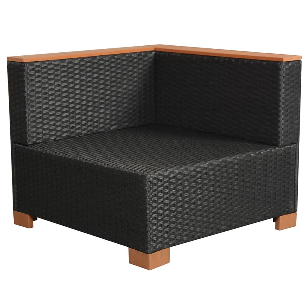 Set muebles de jardín 10 piezas y cojines ratán sintético negro vidaXL