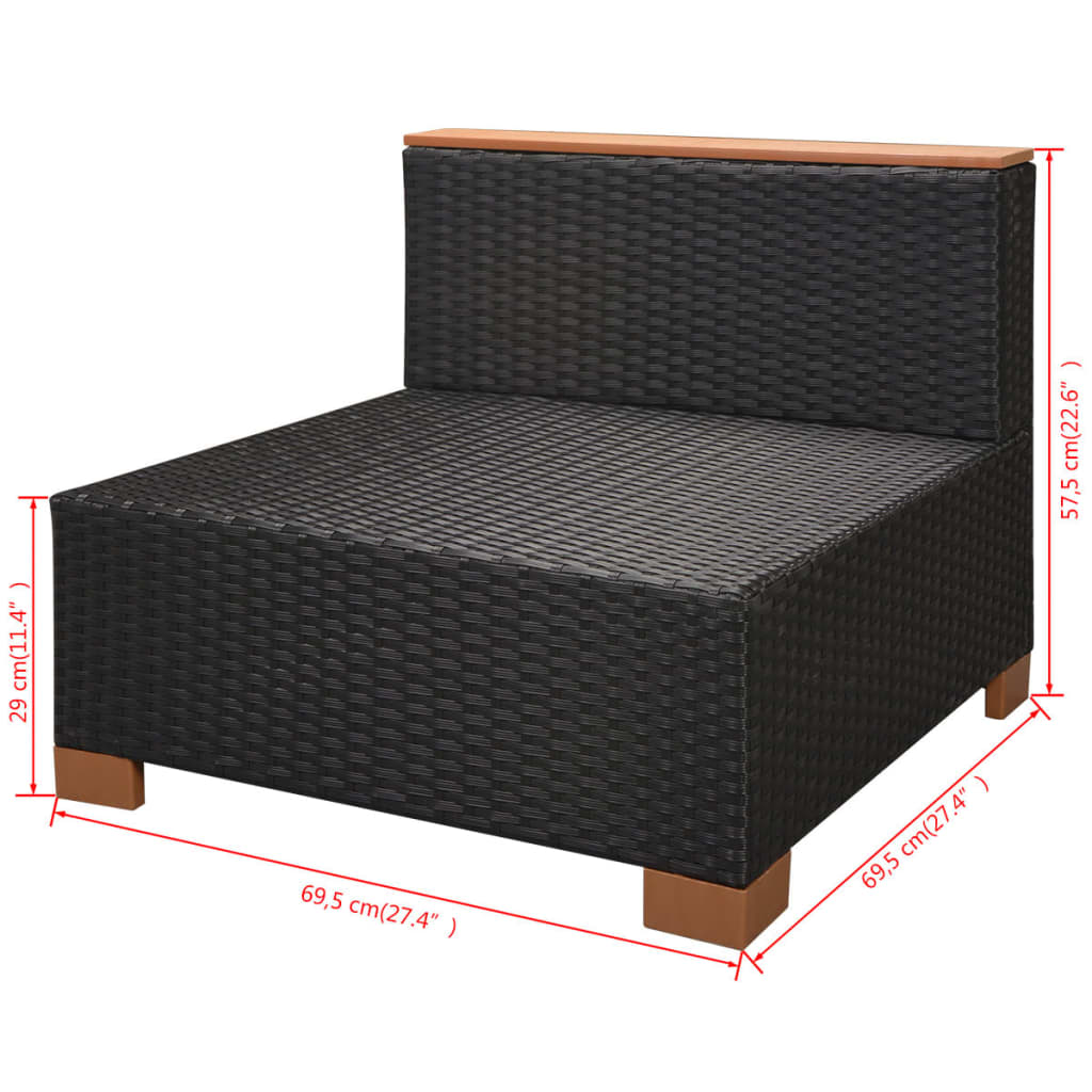 Set muebles de jardín 10 piezas y cojines ratán sintético negro vidaXL