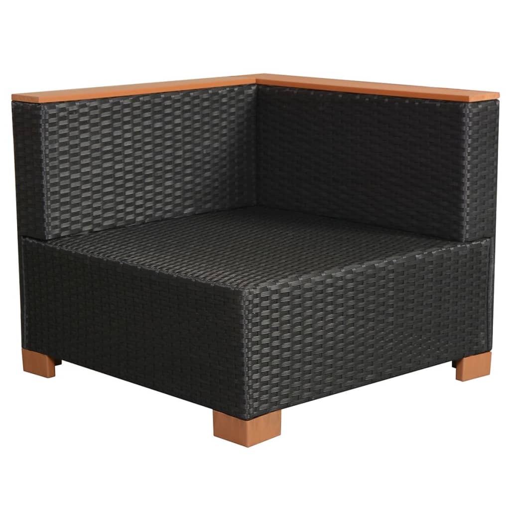 Set muebles de jardín 8 piezas y cojines ratán sintético negro vidaXL