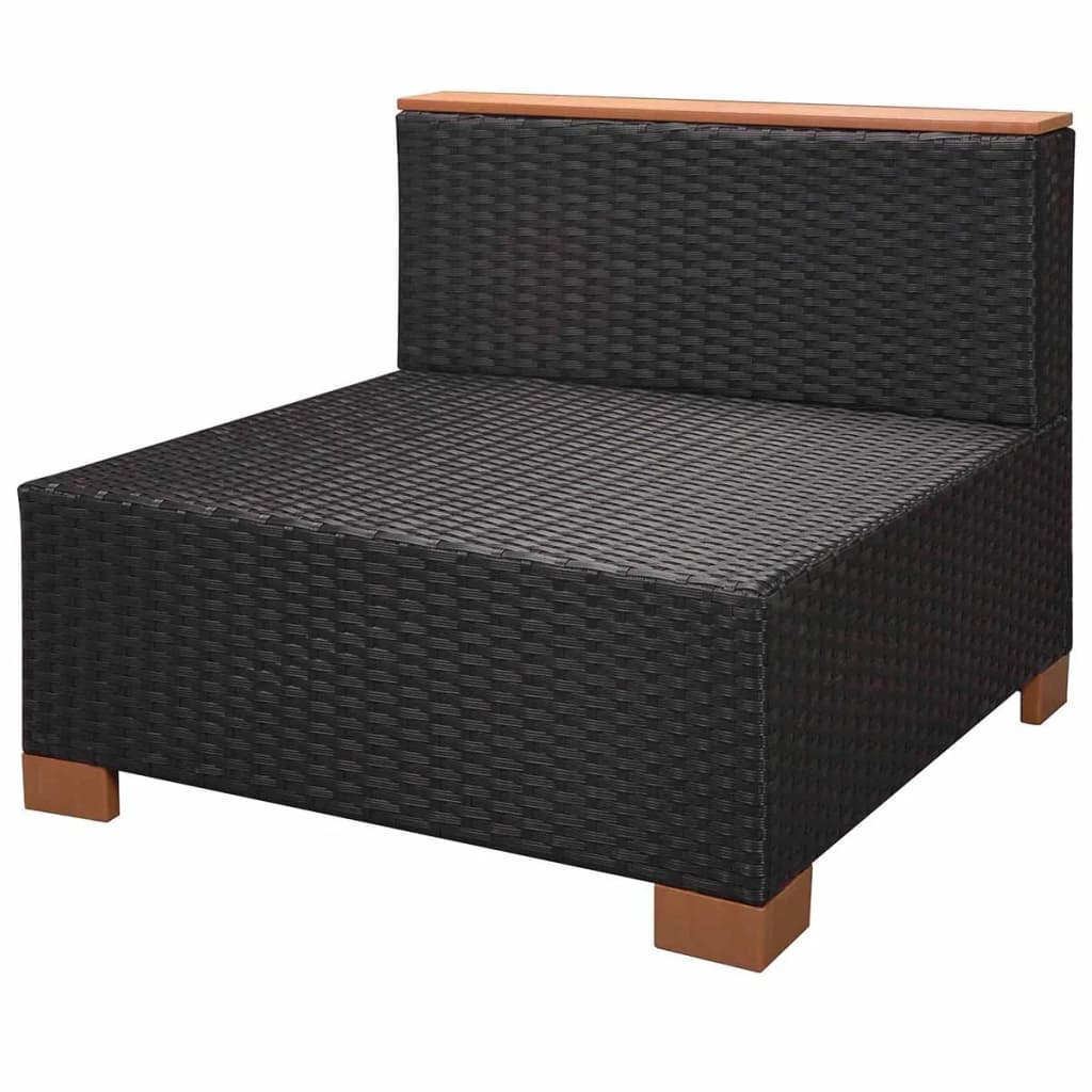 Set muebles de jardín 8 piezas y cojines ratán sintético negro vidaXL