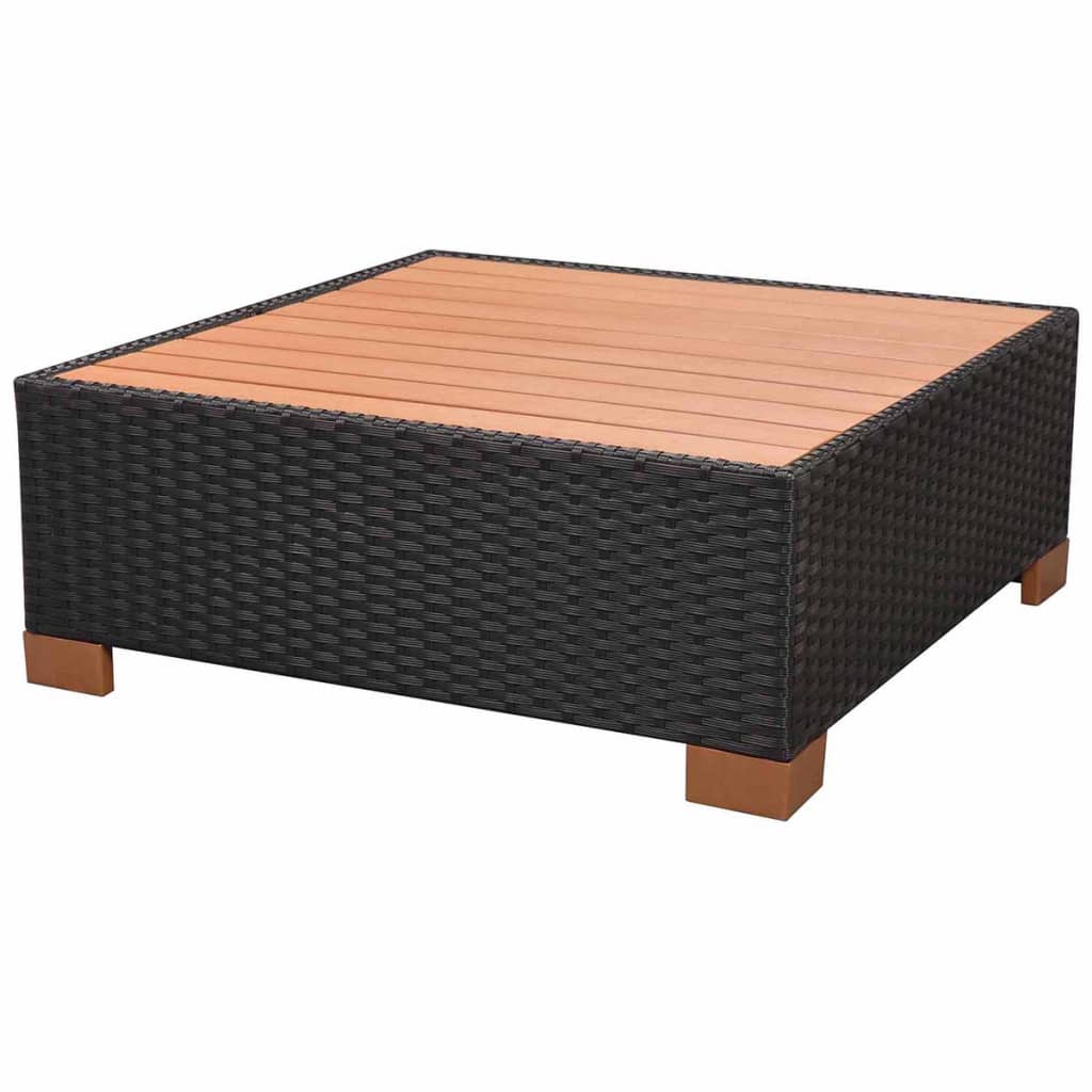 Set muebles de jardín 8 piezas y cojines ratán sintético negro vidaXL