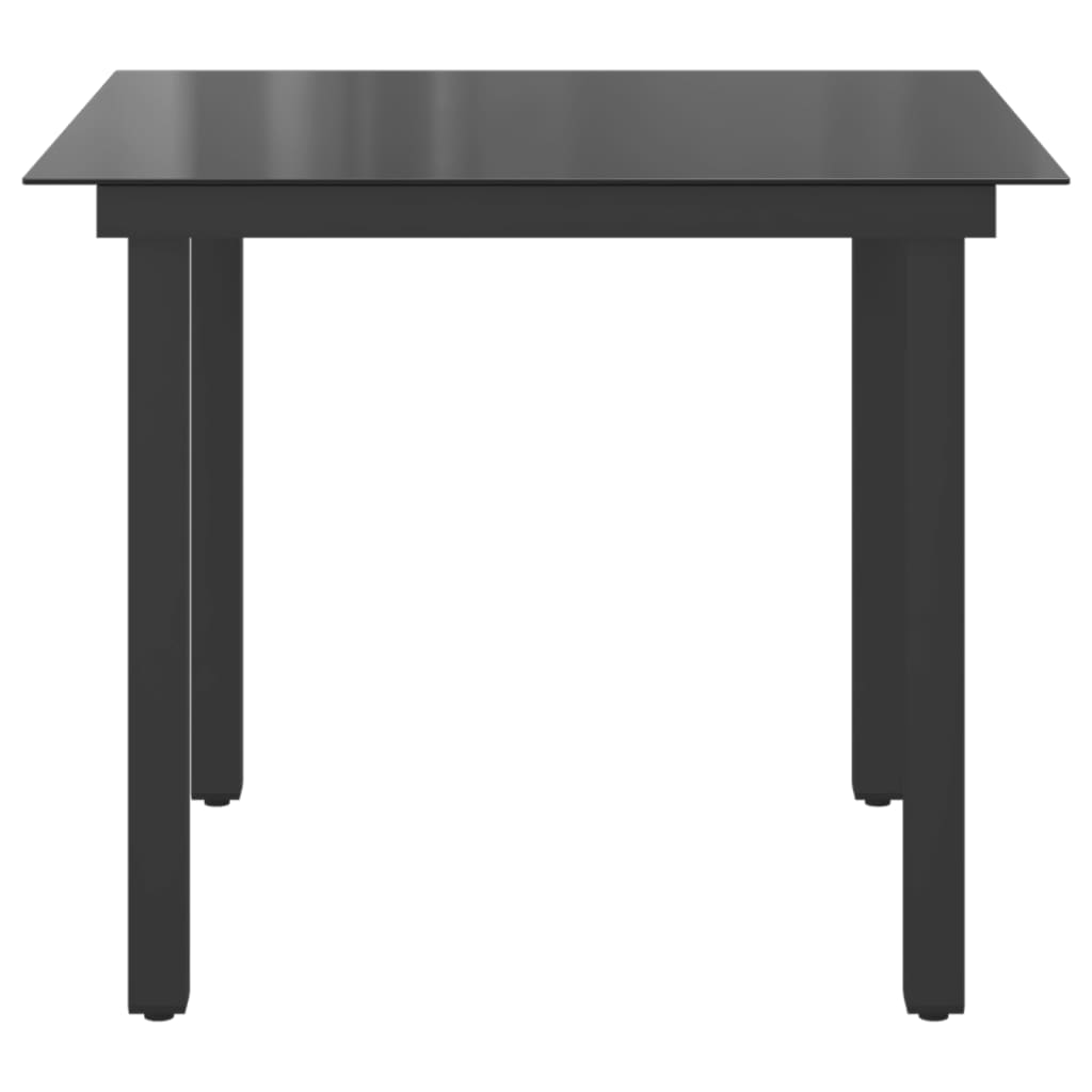 Mesa de jardín de aluminio y vidrio negra 80x80x74 cm vidaXL