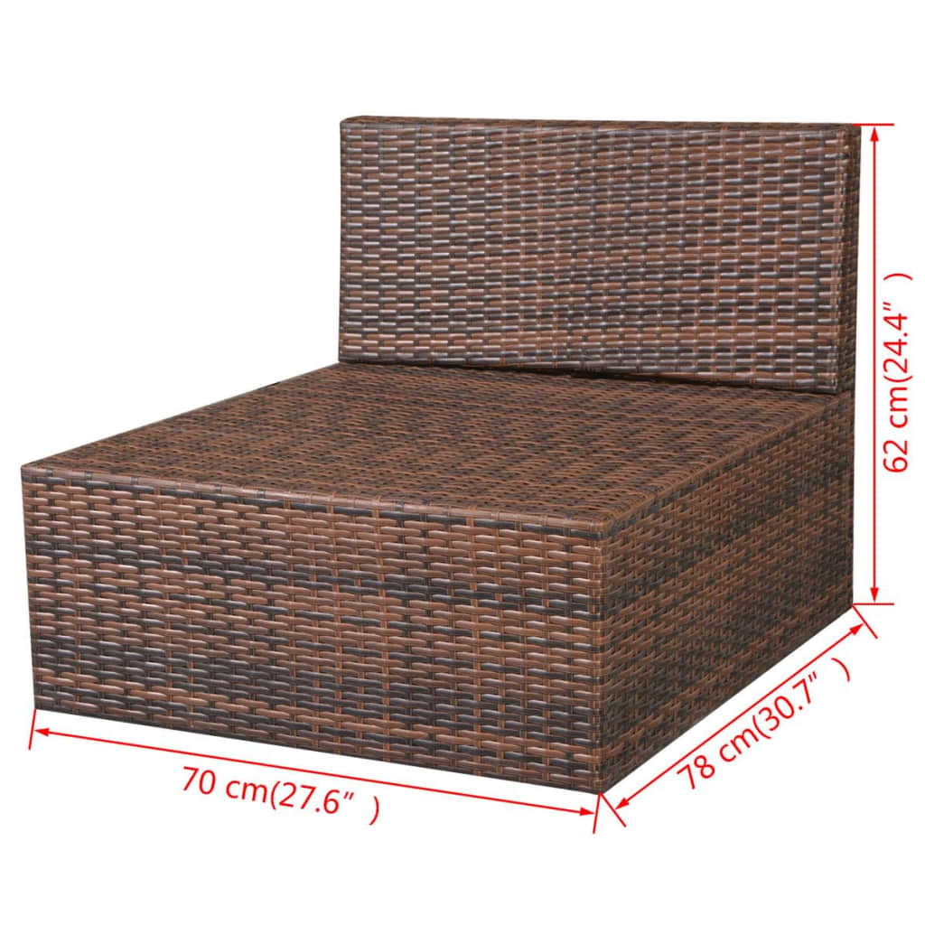 Set muebles de jardín 10 pzas y cojines ratán sintético marrón vidaXL