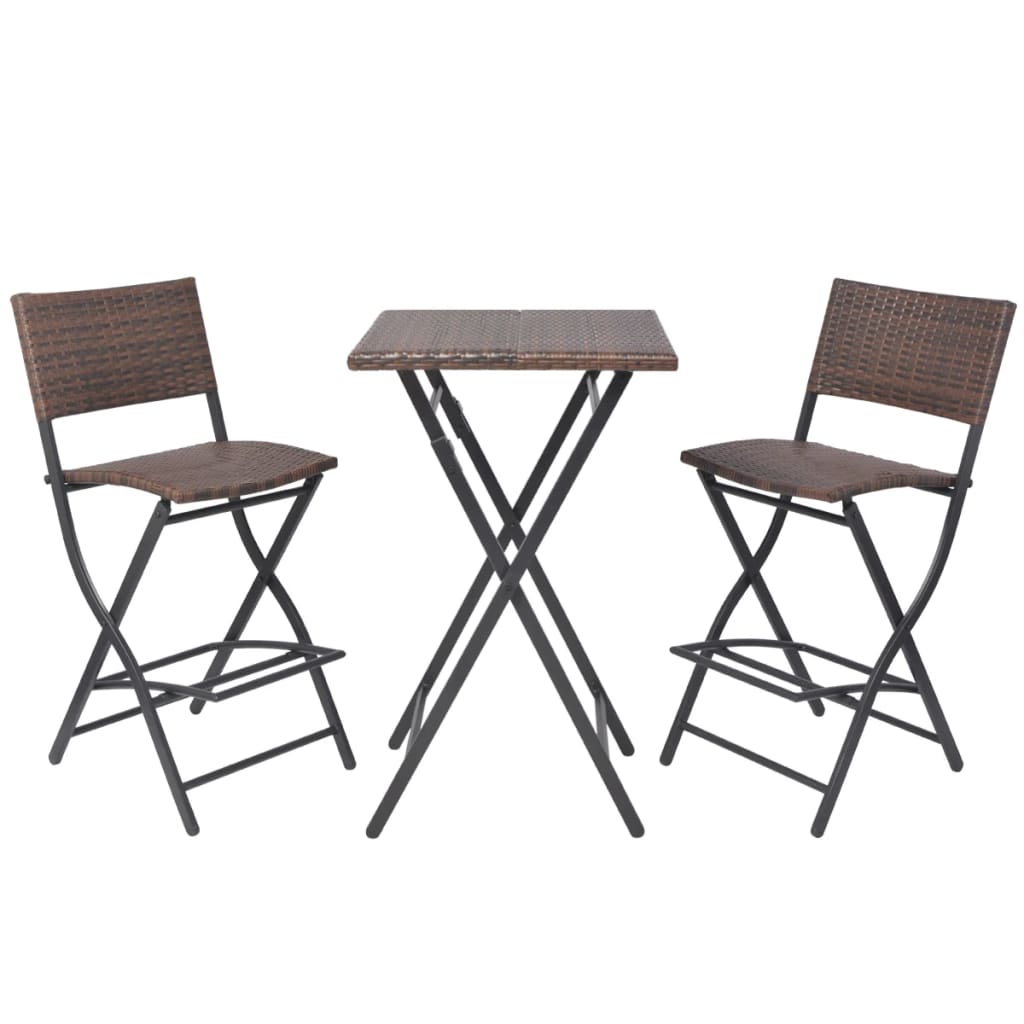 FOLDABLE GARDEN TABLE AND CHAIRS 3 PZS POLI BROWN STEEL